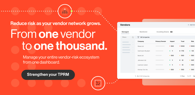 Bitsight's tweet image. Stop chasing vendors through spreadsheets.

Bitsight VRM automates risk assessments, validates data, and scales with your business—fast.

👉 Discover how: ow.ly/UsEa50Xa1x8

#VendorRisk #CyberRisk #GRC #Bitsight