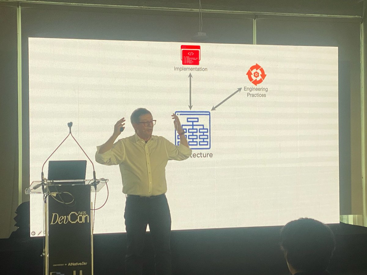 ainativedev's tweet image. Neal Ford from Thoughtworks covering the important topic of how we are maintaining architectural fitness functions when building with AI. He also shares the formula for detecting AI slop!

#AINativeDevCon