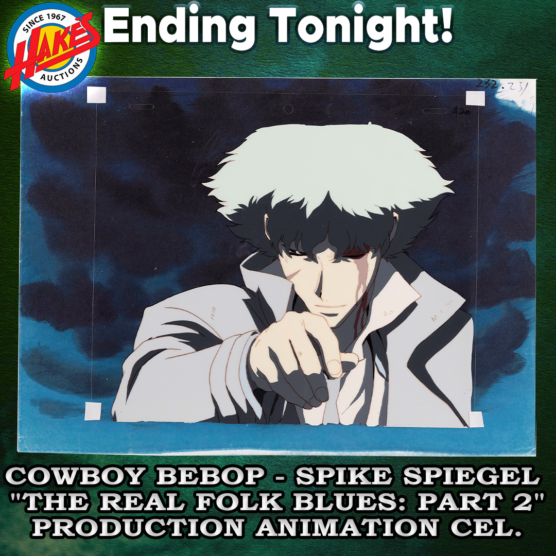 HakesAuctions's tweet image. ENDING TONIGHT! One of the most iconic frames in anime history — Spike Spiegel, bloodied, raising his fingers… BANG. Once it’s gone… you’re gonna carry that weight. ow.ly/Llnv50XuiH2
#CowboyBebop #SpikeSpiegel #SeeYouSpaceCowboy