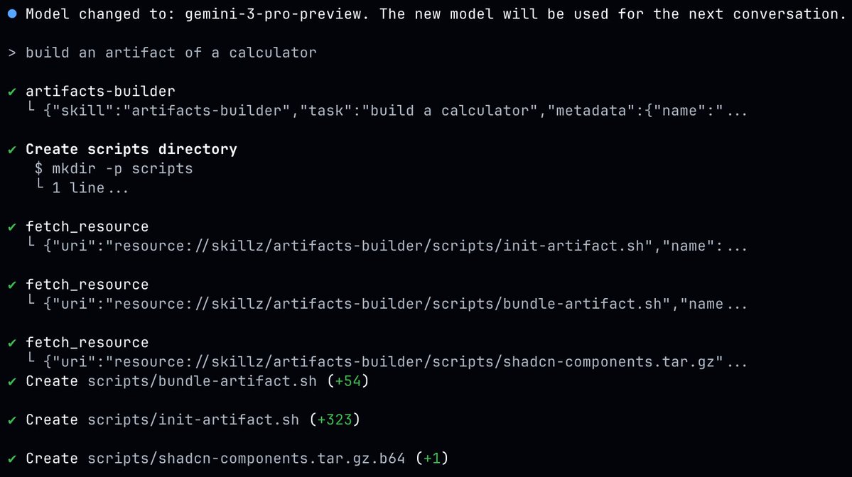 Gemini 3 Pro is great at using Skills (with github.com/intellectronic… in <a href="/GitHubCopilot/">GitHub Copilot</a> CLI)