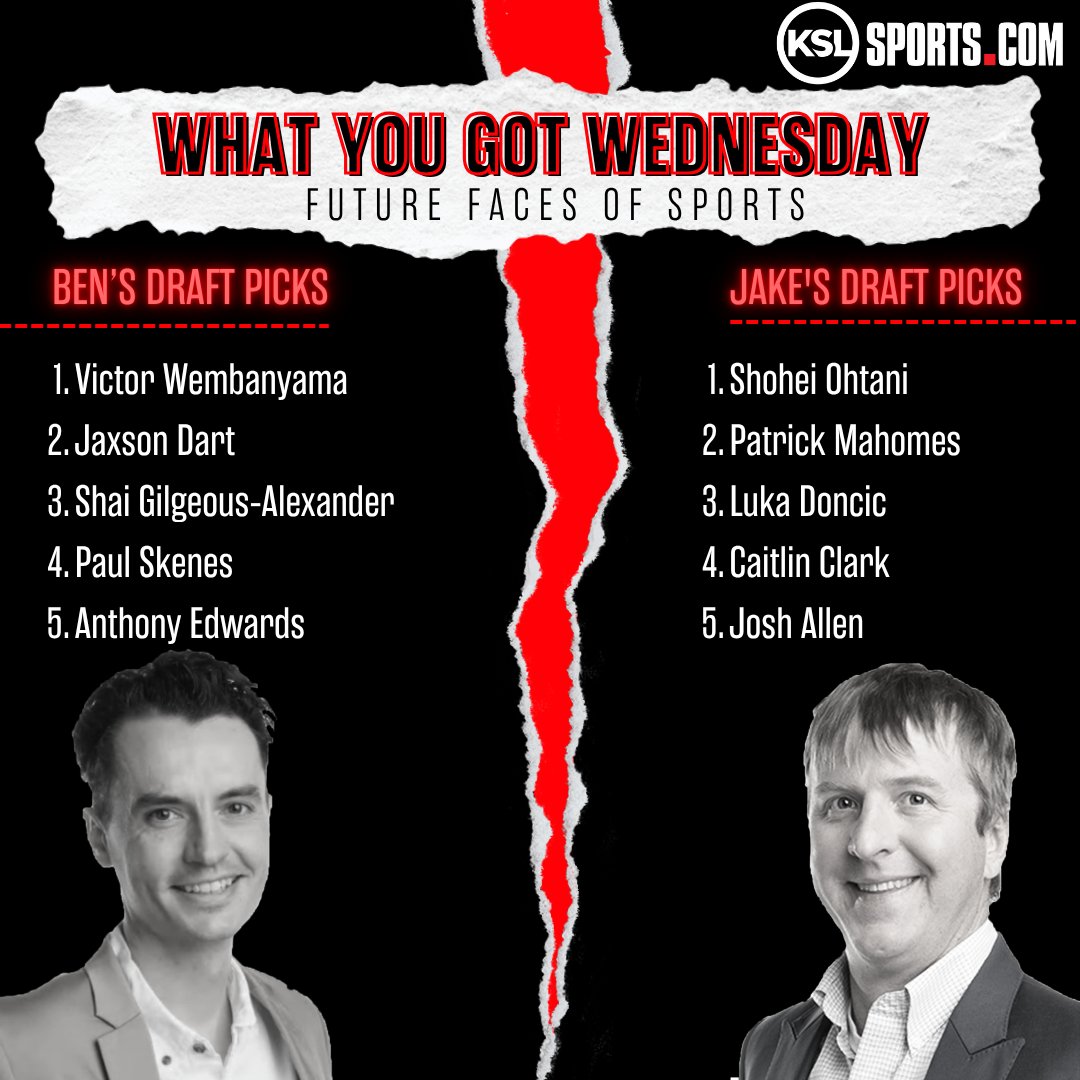 JakeAndBenKSL's tweet image. It's What You Got Wednesday with @JakeScottZone &amp;amp; @BensHoops Today they draft their Top 5:                 
- Future Faces of Sports
- Biggest MTV Stars

Drop a vote below for who you think has the best picks! And let us know who we missed ⬇️