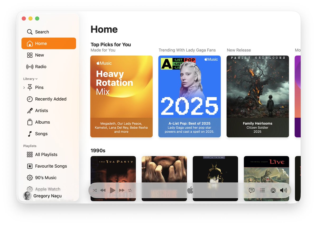 gregnacu's tweet image. I first used iTunes back on Mac OS 9. And I know it&apos;s had its ups and downs and got really complex and messy in those middle years. But the latest version of Apple Music for macOS Tahoe is clean and simple. I like it a lot.  #AppleMusic #macOS