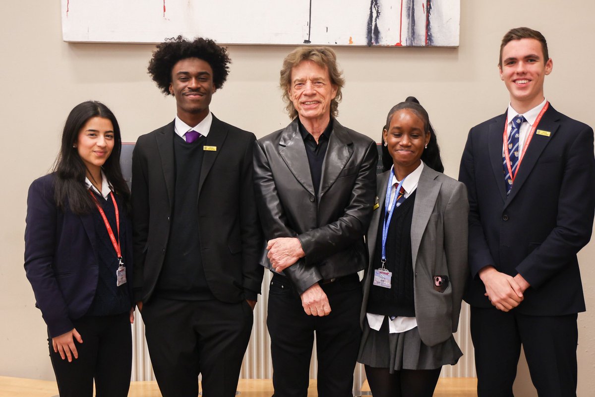 MickJagger's tweet image. It was a great privilege for me to visit my old school this evening and meet some of the inspiring young students. I really enjoyed getting to hear them sing and play!