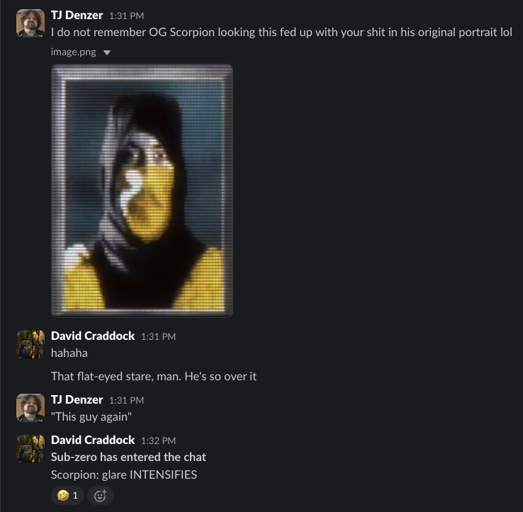 davidlcraddock's tweet image. .@JohnnyChugs and I only have serious talks about fighting games.