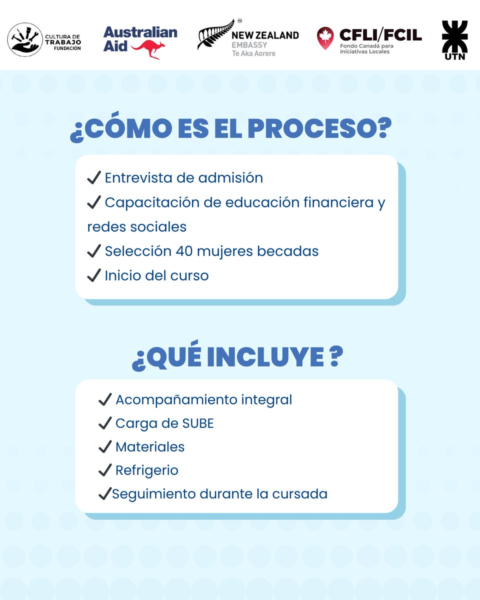 culturadtrabajo's tweet image. INSCRIPCIONES CERRADAS 💙🛠️

Agradecemos a la @EmbCanArgentina, la @EmbCanParaguay, la @EmbAustraliaBA y la @NZinBuenosAires por confiar en nuestro trabajo y apostar, junto a nosotros, por la inclusión laboral real y sostenida.

#FondoCanadá #DirectAidProgram #FondoEmbajadaNZ