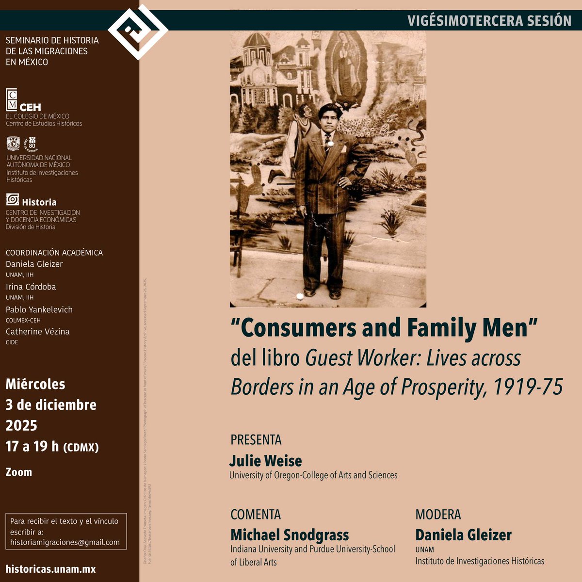 UNAM_Historicas's tweet photo. Les invitamos a la vigesimotercera sesión del Seminario de Historia de las Migraciones en México.

https://t.co/ejhT9tXJcq https://t.co/wD7TqjBi75