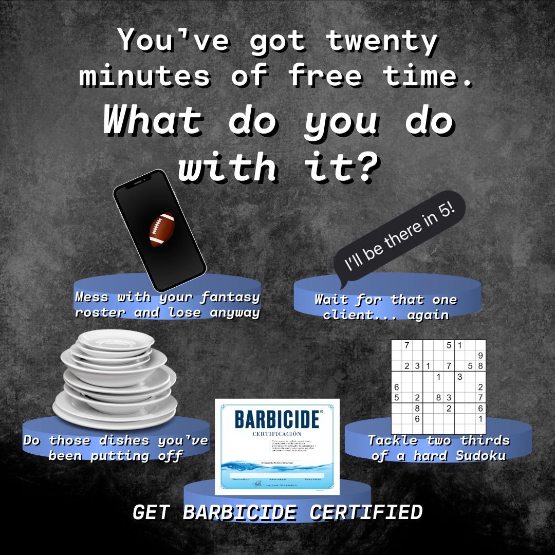 Best use of twenty minutes we can think of. (First person to DM me that sudoku completed gets a mention on our story!)
#Barbicide #BarbicideCertified