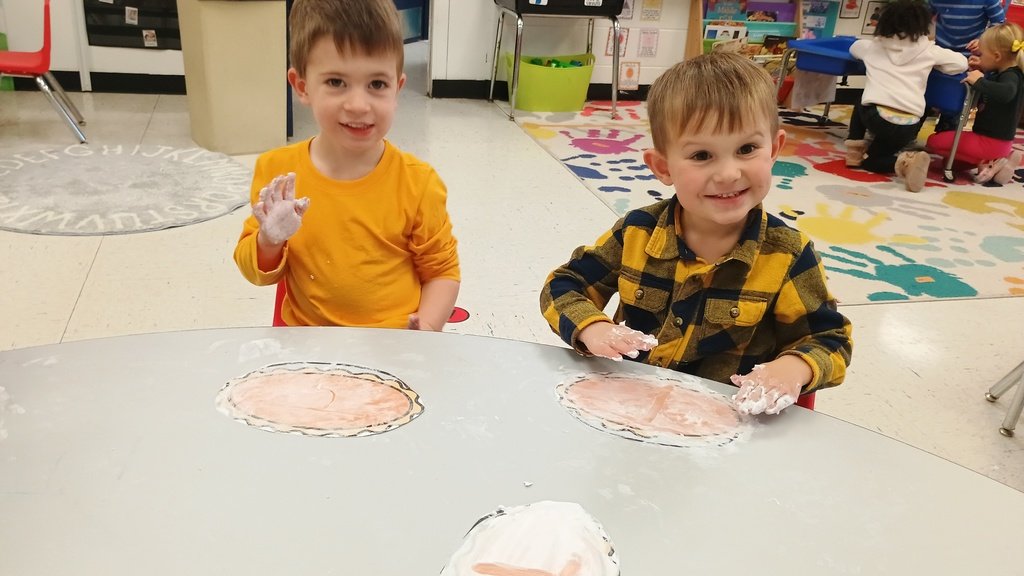 Our Pre-K students are busy learning and growing! From writing the letter T to exploring shapes in shaving cream and celebrating Veterans Day, they’re building big skills every day. 💙🧡