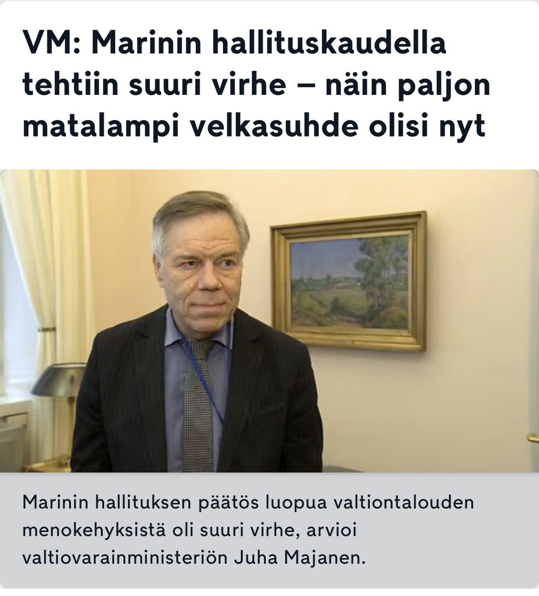 ”[Kansliapäällikön] mukaan valtiovarainministeriö yritti varoittaa liiallisesta velkaantumisesta myös viime kaudella.

– Se on meidän tehtävämme. Mutta ei meidän äänemme kriisitilanteessa kuulunut.”

”Suomen julkisen talouden tilanne olisi nyt huomattavasti parempi ilman Marinin