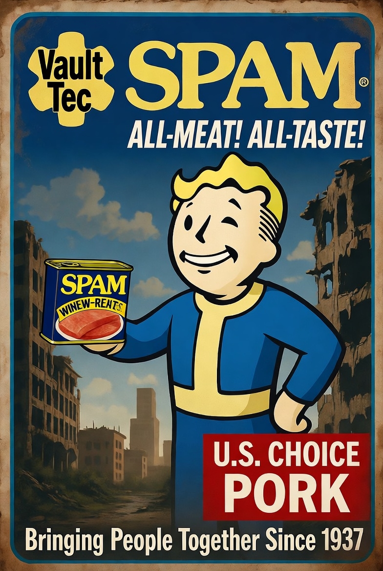 marcotic12's tweet image. *FALLOUTSPAM #4*
for free on @zero________one 
Get your #SPAM , survive the Wasteland🚨
zeroone.art/artwork/fallou…
#spamart #spamgage #digitalart #cryptoart