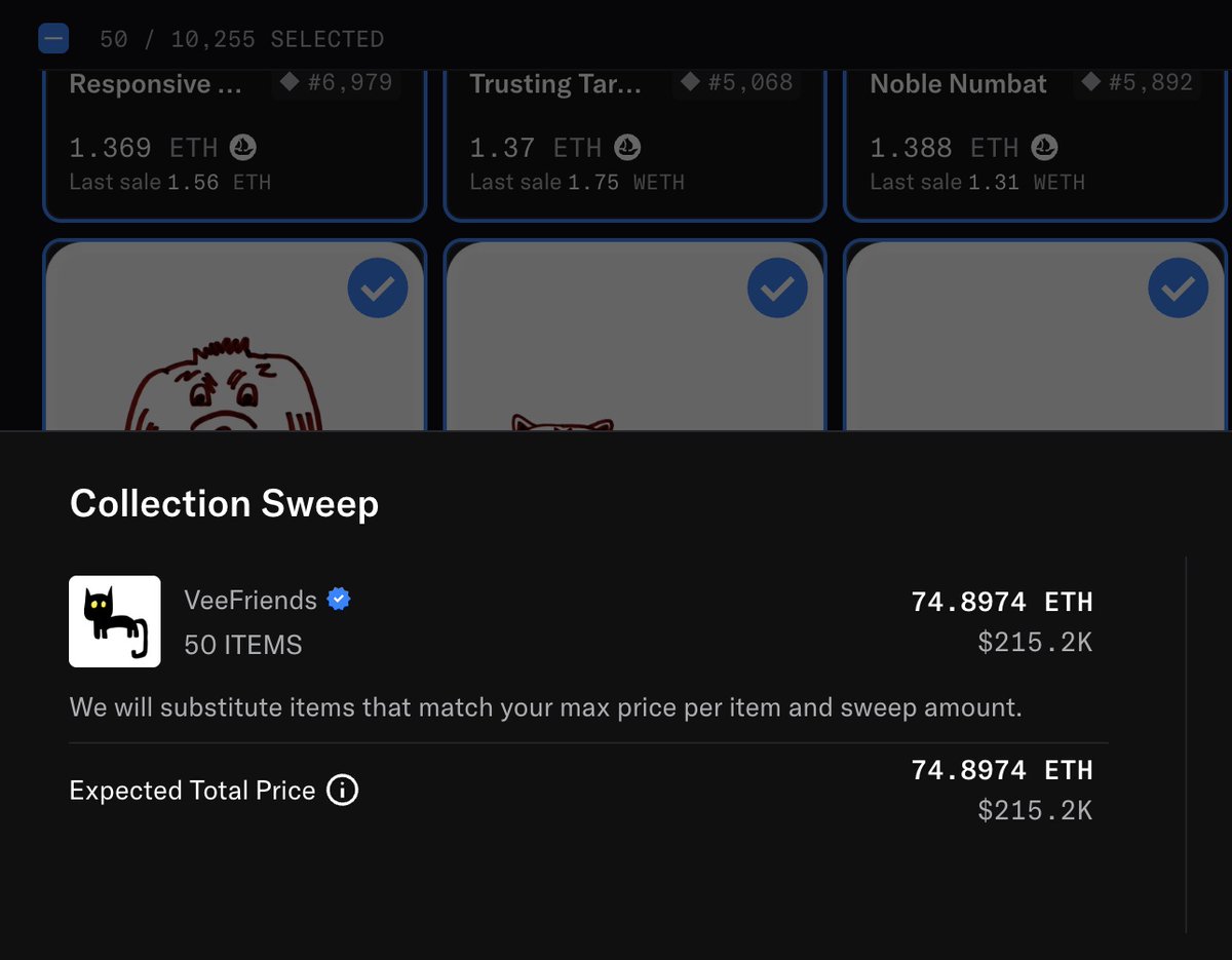 Is anyone going to sweep 50 s1 now that eth is so low?! 
<a href="/veefriends/">VeeFriends</a>