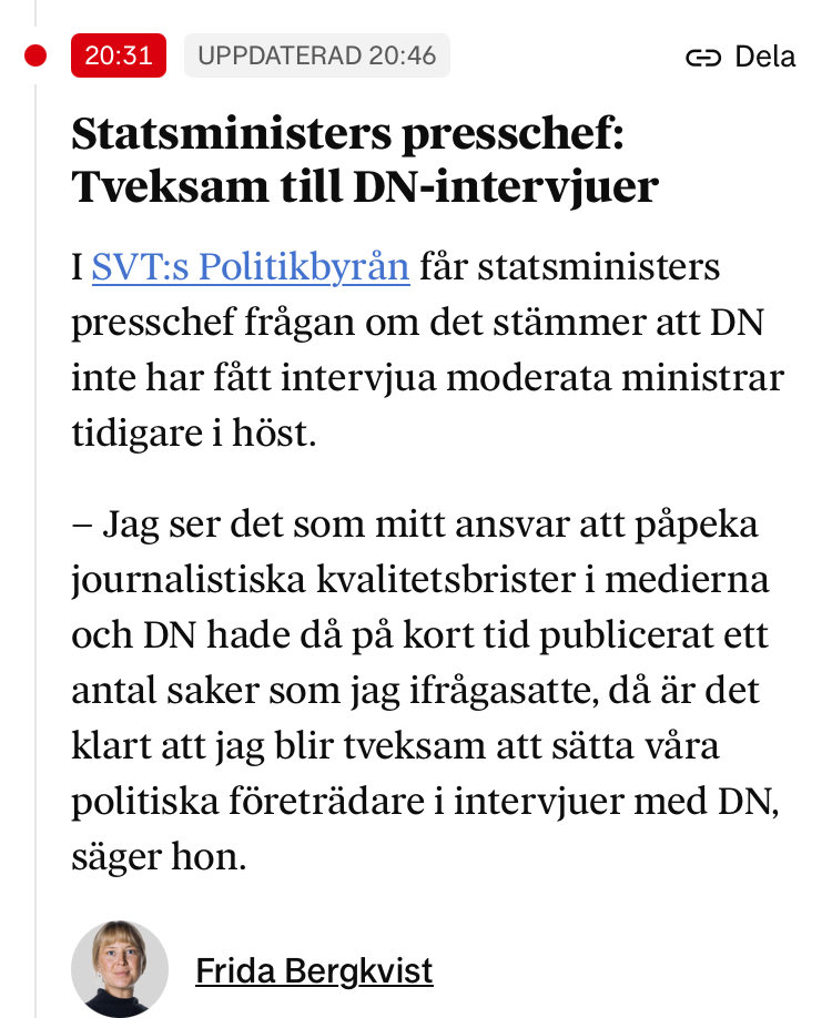 Ett helt sjukt i huvudet sätt att bete sig på från en partipolitisk presschef som varken har kompetens eller trovärdighet att värdera journalistisk kvalitet