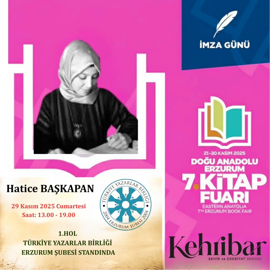 <a href="/abdulnasir_25/">abdulnasir kımışoğlu</a> <a href="/RecepErtugay/">RECEP ERTUĞAY</a> <a href="/mesutturan1969/">Mesut Turan</a> <a href="/alpedebi/">Alparslan Aydın</a> 29 Kasım 2025 - Cumartesi 

13.00 - 19.00
TYB Erzurum Şubesi Standı 

Ahmet Ergin 
Hatice Başkapan

<a href="/ahmetergin25/">Ahmet ERGİN</a> #haticebaşkapan #tyberzurum