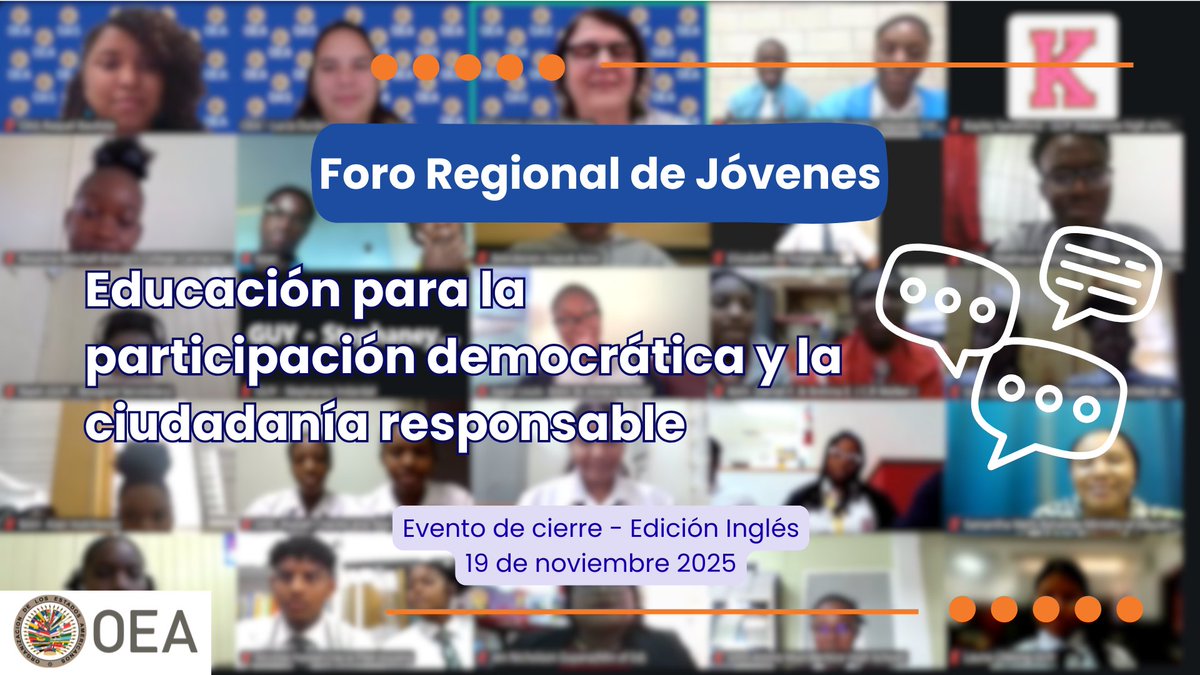 🎉¡+60 estudiantes de países de habla inglesa se reunieron para la sesión final! 💡Compartieron ideas y propusieron acciones, demostrando que la cooperación🤝 y el diálogo constructivo 🗣️son los pilares de la democracia y el bien común🌎✨