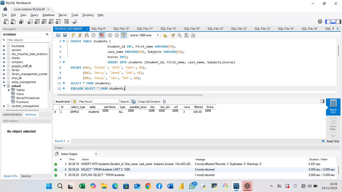 Etty_official's tweet image. Day 51/100 of my SQL journey ✅  
I learnt how to optimize queries using EXPLAIN in MySQL.

It helps you understand how your query runs behind the scenes what indexes are used, how many rows are scanned, and more.

#SQL #MySQL #QueryOptimization #100DaysOfSQL