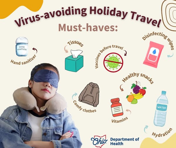 Traveling for the holidays? Whether it's family time or beach time, don't give viruses a free ride! Get your vaccines before travel, eat well, hydrate, cover sneezes, and enjoy your holiday!
More on holiday travel: bit.ly/2ATfgIN