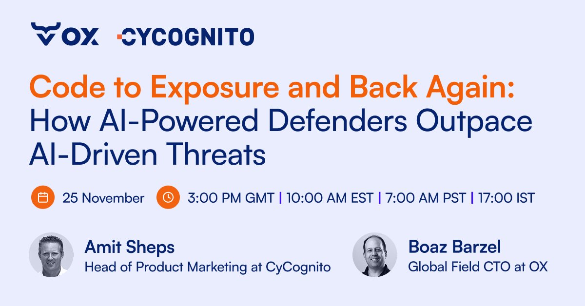 CyCognito's tweet image. AI-driven vibe coding is pushing code to production faster than security can validate exposure. Next week, join us and @OX_Security to break down the exposure gap and how attackers find reachable paths first. Save your spot: bit.ly/43r5pa0
#DevSecOps #RiskManagement