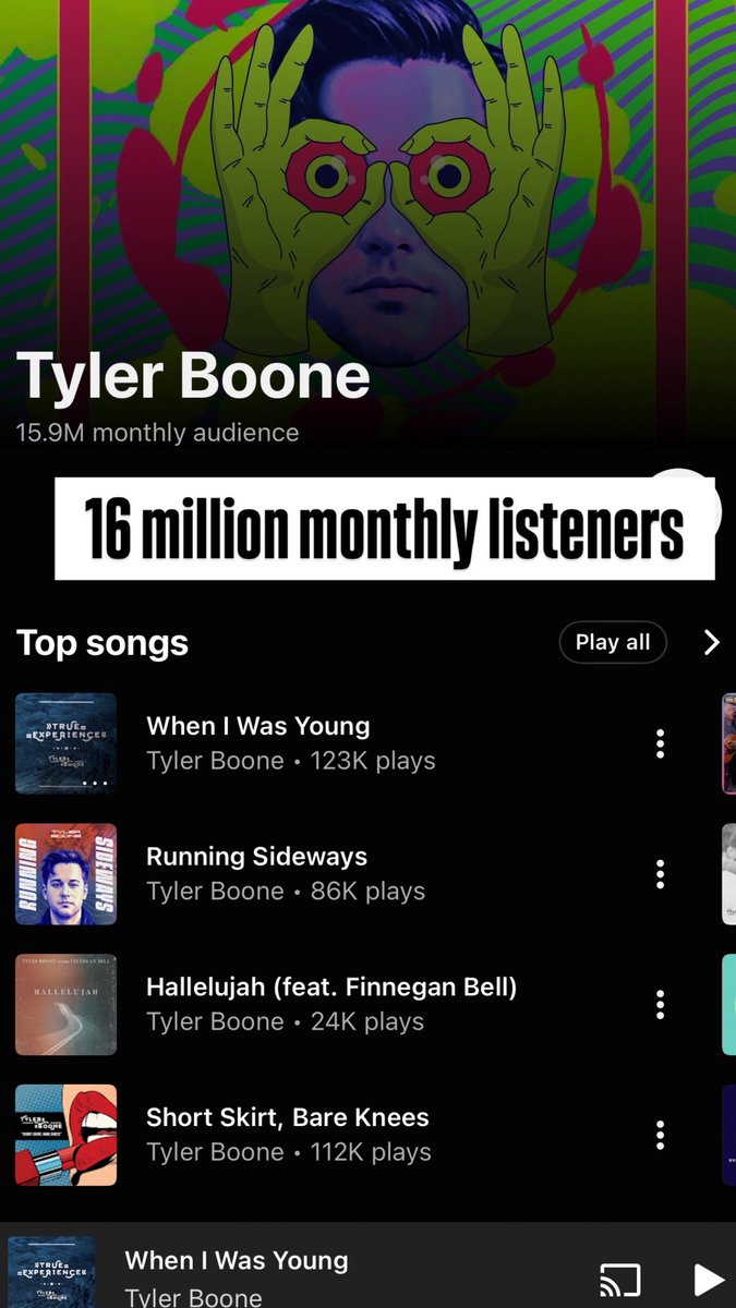 My YouTube Music is now 16 million monthly listeners…thank you for listening 🤘 

music.youtube.com/channel/UCnxfE…

#youtube #youtubemusic #artistformula #song #musicmarketing <a href="/youtubemusic/">YouTube Music</a> <a href="/YouTube/">YouTube</a>