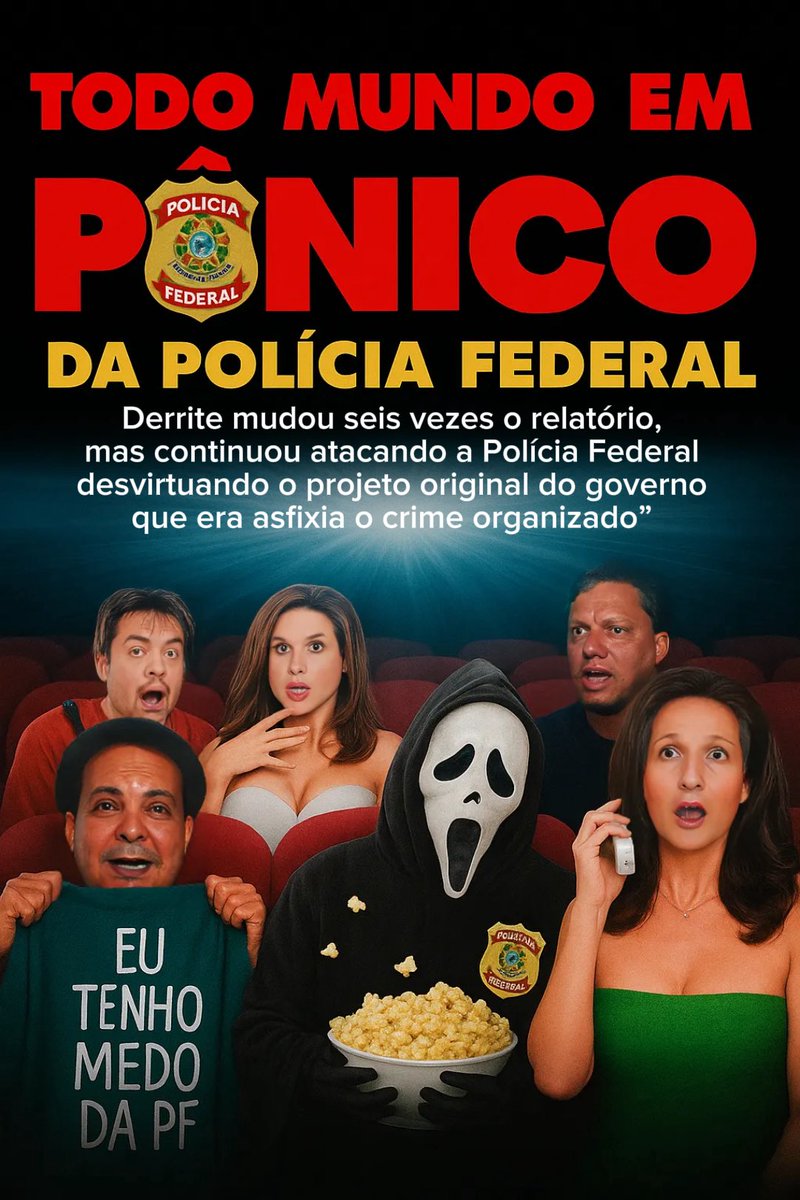 PL ANTIFACÇÃO virou PL ANTI POLICIA FEDERAL: 

Derrite mudou seis vezes o relatório, mas continuou atacando a Polícia Federal desvirtuando o projeto original do governo que era asfixia o crime organizado” 

CONGRESSO SINDICATO DO CRIME
CONGRESSO INIMIGO DO POVO