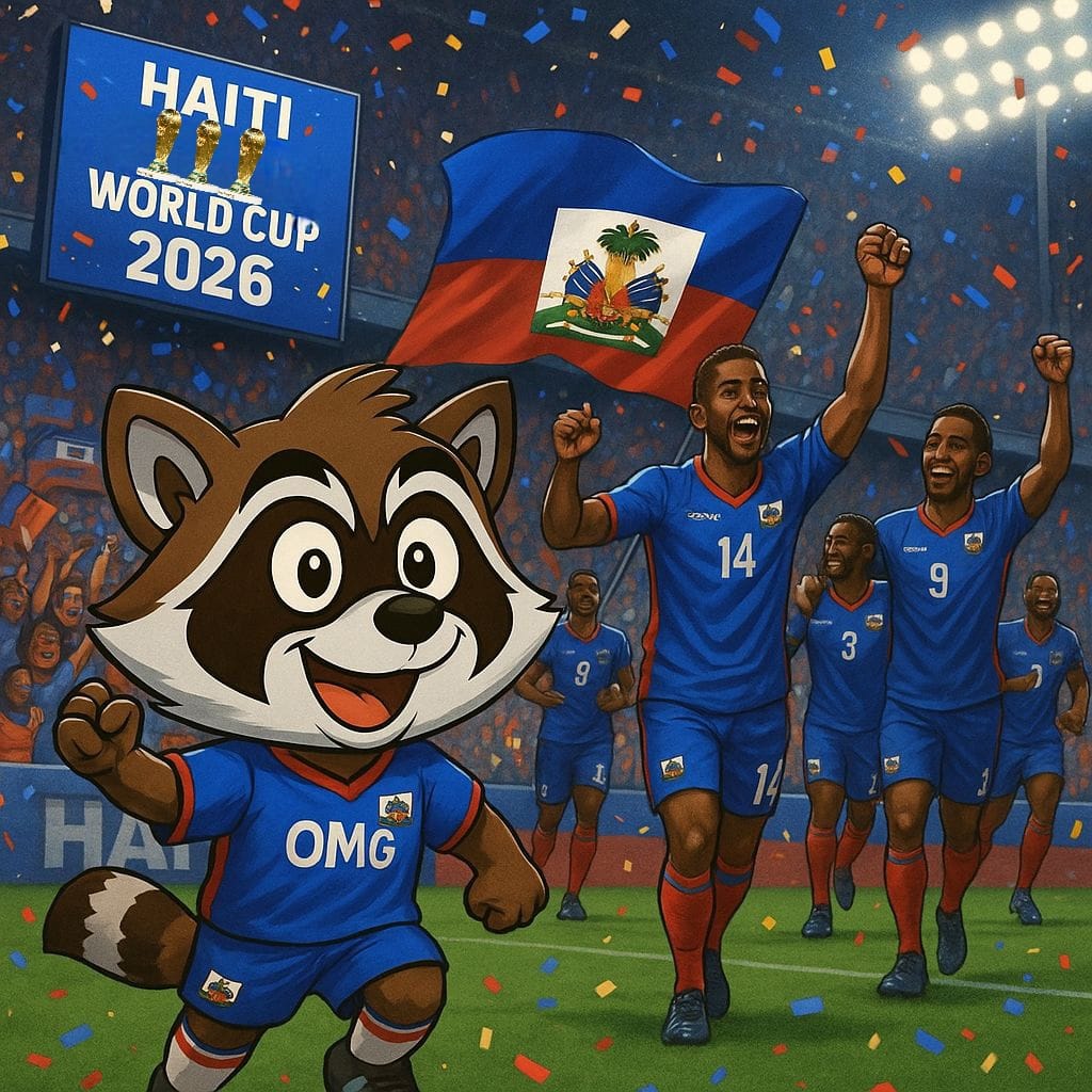 HAITI DID IT! 🇭🇹⚽  
Our OMG raccoon repping proudly as Haiti qualifies for FIFA World Cup 2026!  
The dream is alive, the energy is unstoppable.  
Let’s goooo 🔥🔥🔥  

<a href="/OhMyGodtoken/">Oh My God</a> omgtoken.com