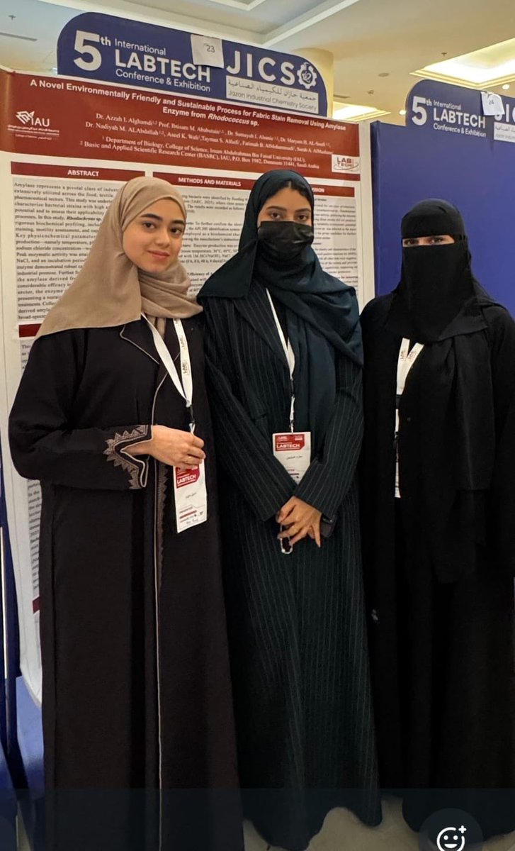 DepOfBiology's tweet image. ✨ بكل فخر، يتقدم قسم الاحياء بخالص الشكر والتقدير للخريجات المتميزات:
فاطمة المحمدي، سارة المشعان، 
أسيل ولي،وتيماء الفيفي

لمشاركتهن الرائعة في الملصق  العلمي لمشروع التخرج تحت إشراف/ د.عزة ابراهيم الغامدي

في مؤتمر #LabTech2025

فخورين بإنجازكن،وإلى مستقبل واعد بإذن الله.