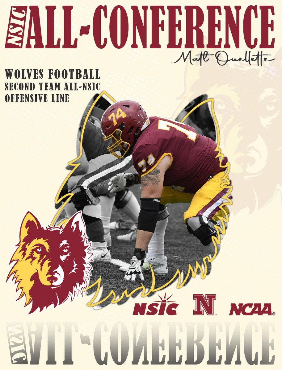 WolvesAthletics's tweet image. 🚨 ALL-CONFERENCE WOLVES 🚨

Matt Oullette closes out his career as a Wolf, earning NSIC All-Conference second team honors!!

☑️ 11 game starter
☑️ NSU led the NSIC in total offense

#GoWolves🐺 | #maroonNgold🐾

FULL DETAILS ⬇️ nsuwolves.com/news/2025/11/1…