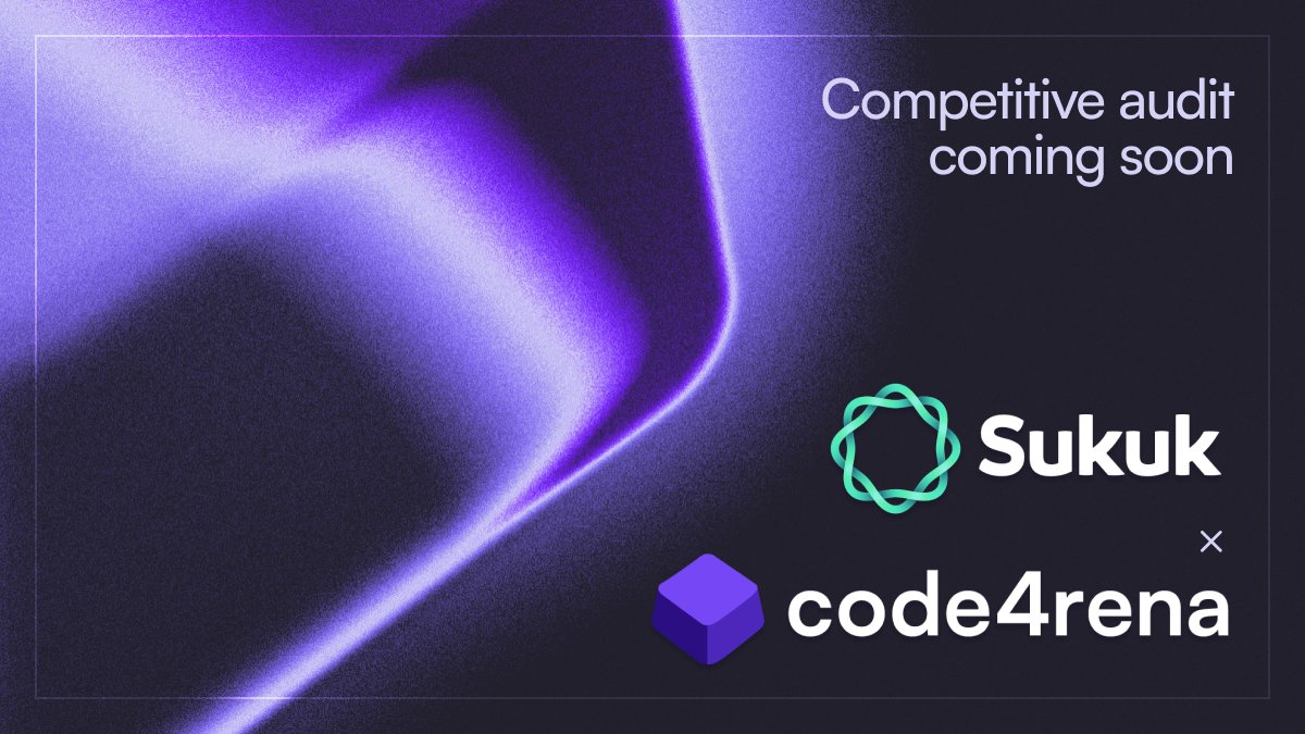 code4rena's tweet image. Welcome, Sukuk.

We are excited to collaborate with Sukuk for a competitive audit to help secure their codebase!

The audit will run for 9 days, make sure to stay tuned for more info.

Let&apos;s go 🤝 @sukukfi