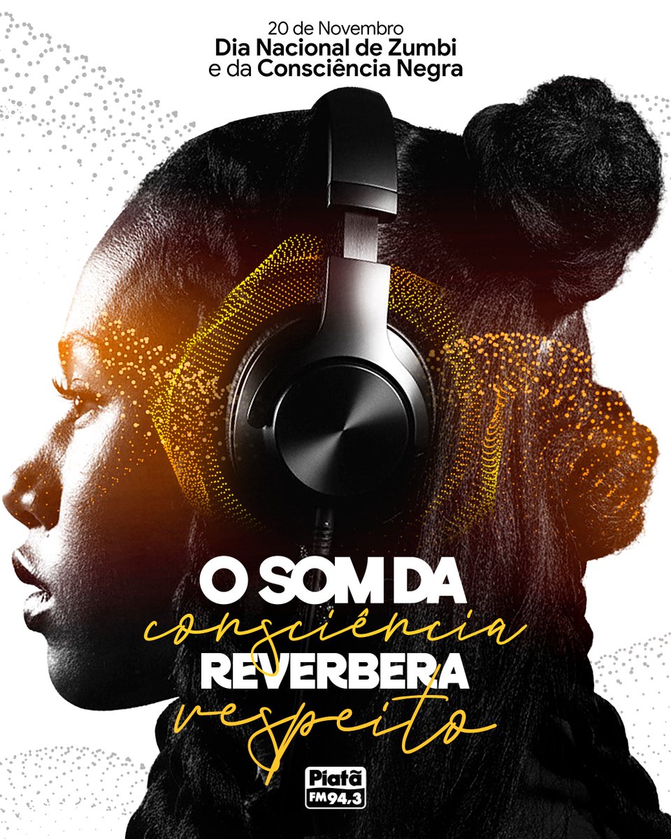 PiataFM's tweet image. A força da nossa história pulsa em cada batida. 🎧✨

Hoje é dia de celebrar consciência, orgulho e resistência, exaltando a voz que move um povo inteiro.
Que esse som siga reverberando respeito todos os dias. 🖤💛

#DiaDaConsciênciaNegra #PiatãFM #EmpurraPiatã