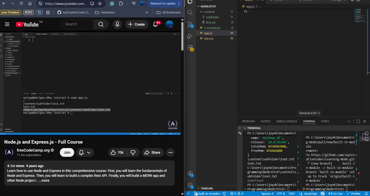 blaq_coder's tweet image. Day 46/100 #100DaysOfCode

- Continued learning Node.js today.
- Also solved the LeetCode POTD.