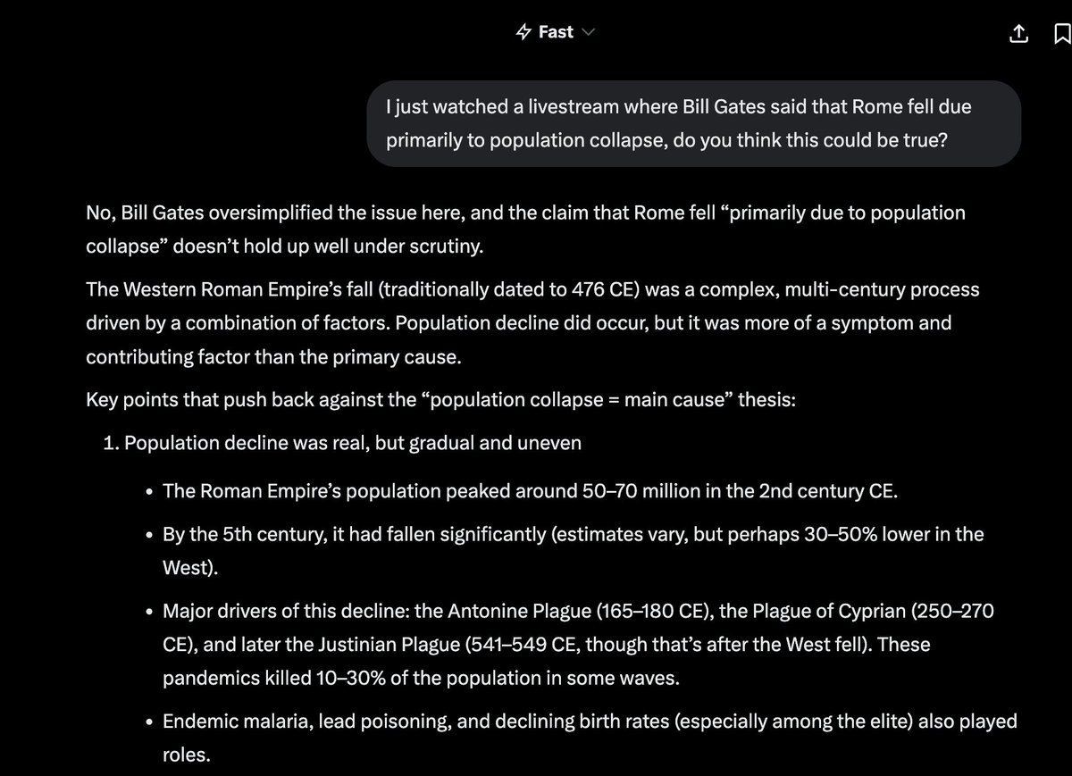 romanhelmetguy's tweet image. Elon has biased Grok to agree with him btw: