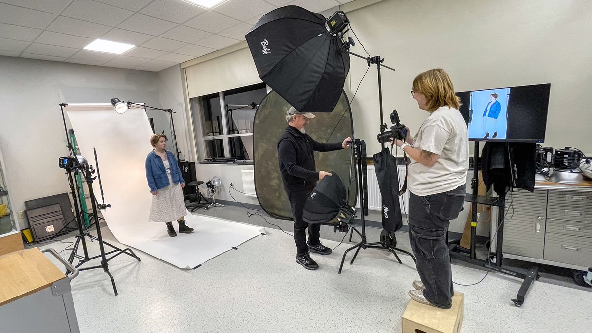 Marketing Communications student Kaiya Aceto takes cast photos for the short film "Willa", based on the short story by Stephen King.