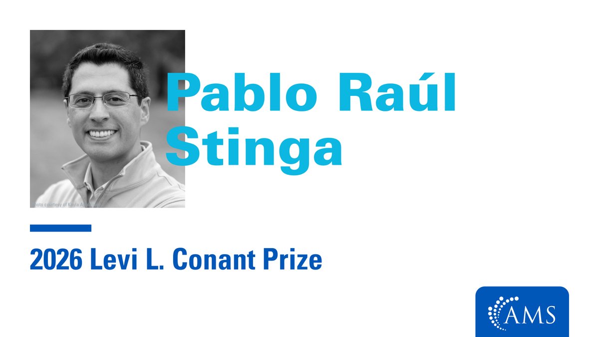 amermathsoc's tweet image. Pablo Raúl Stinga, @IowaStateU, will receive the 2026 Levi L. Conant prize for the article &quot;Fractional Derivatives: Fourier, Elephants, Memory Effects, Viscoelastic Materials, and Anomalous Diffusions,&quot; Notices of the AMS 70 (2023), no. 4, 576–587. Link in comments.