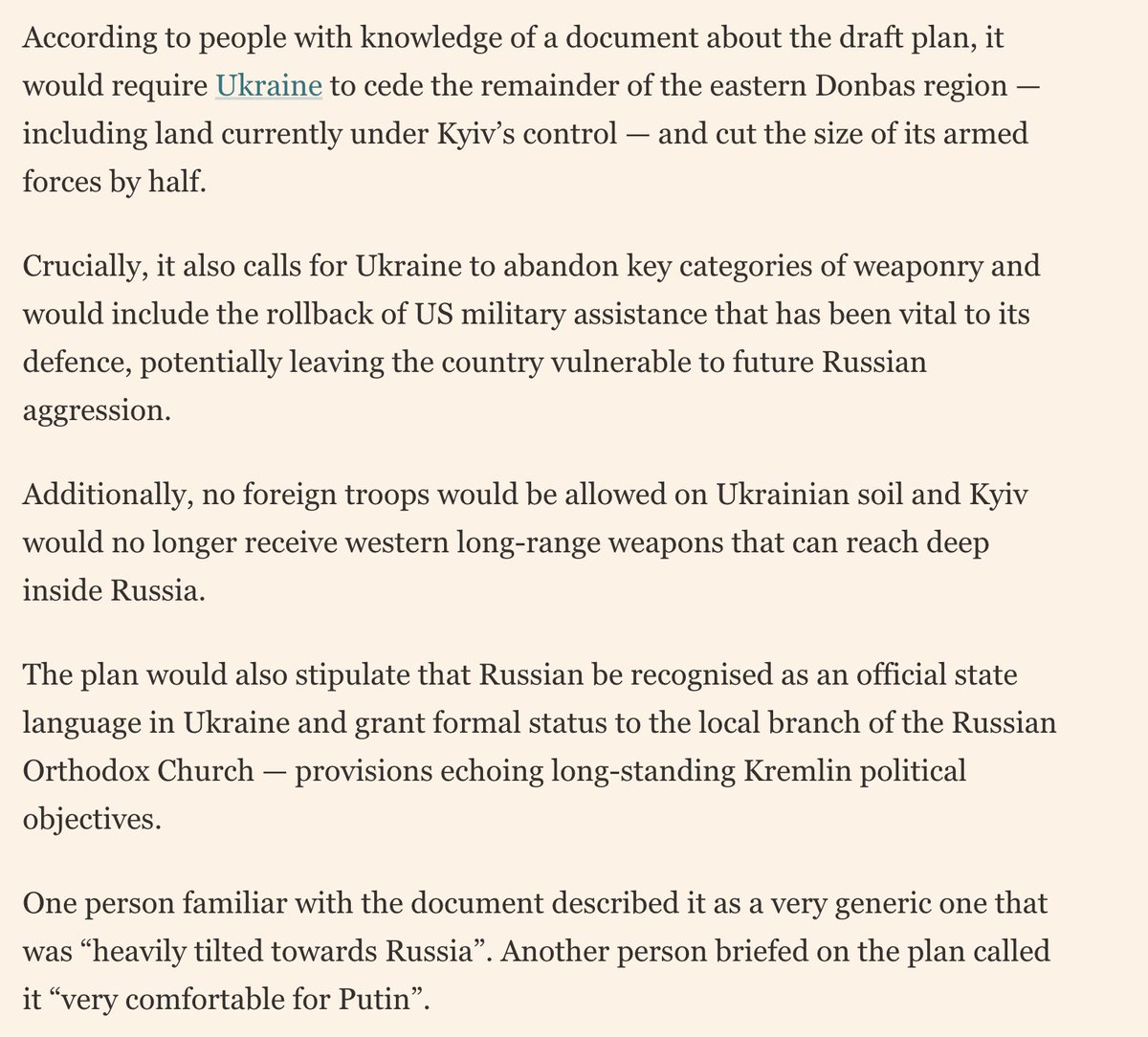 Miejmy nadzieję, że Ukraina nie zostanie postawiona przed koniecznością zaakceptowania tych warunkach, bo to co Witkoff miał według m.in. FT urodzić z Dimitriewem wygląda gorzej niż tragicznie, także w dłuższej perspektywie dla nas.