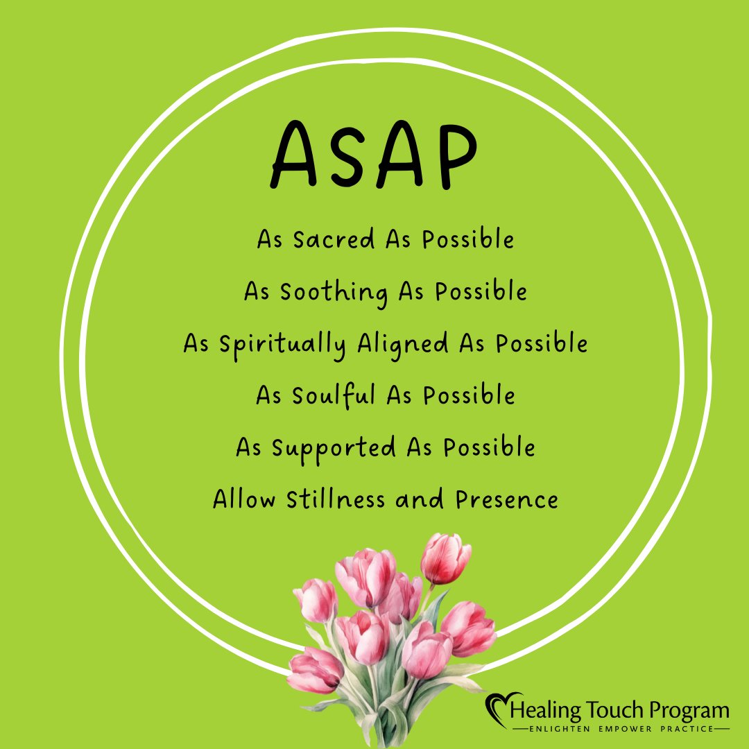 HTProgram's tweet image. ASAP ≠ urgency.
It means:
🌿 As Sacred As Possible
🌿 As Soothing As Possible
🌿 As Soulful As Possible
Let life unfold at the pace of presence. 💚
#HealingTouchProgram #EnergyHealing #HolisticWellness