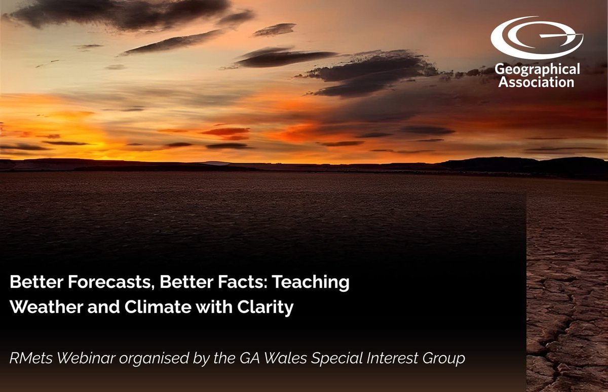 The GA Wales Special Interest Group is organising an RMets Webinar titled 'Better Forecasts, Better Facts: Teaching Weather and Climate with Clarity'

The Webinar will be at 4pm, 27 November.

You can book your FREE tickets here: the-ga.org/4nUR2St