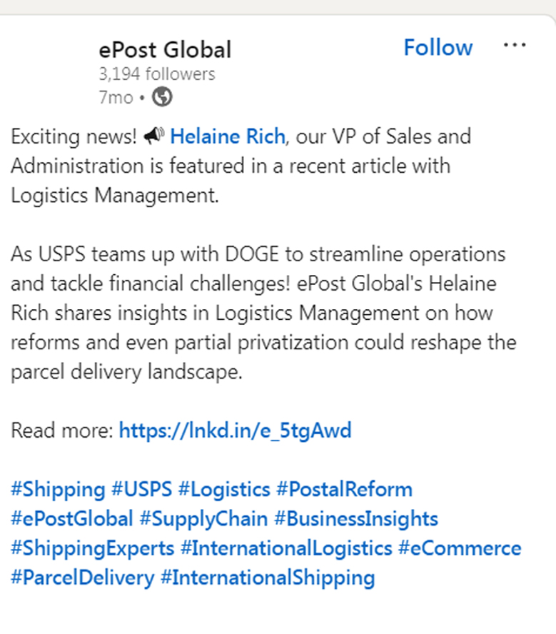 DovePresents's tweet image. In order to save money, @DOGE has set up @USPS to outsource your international mailing labels to #epost a discount bulk shipper in order to make more money. You can buy the same label from epost directly for 30-40% less. This is fraud. Boycott USPS intl shipping....