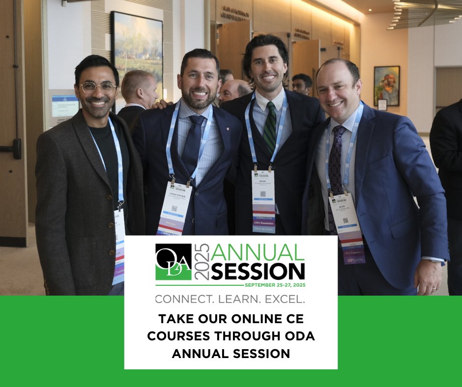 Easy. Convenient. Affordable. Take our online CE courses through ODA Annual Session, available at your convenience through the end of the year. Free with the cost of registration! oda.org/events-ce/annu… #ODAAnnualSession