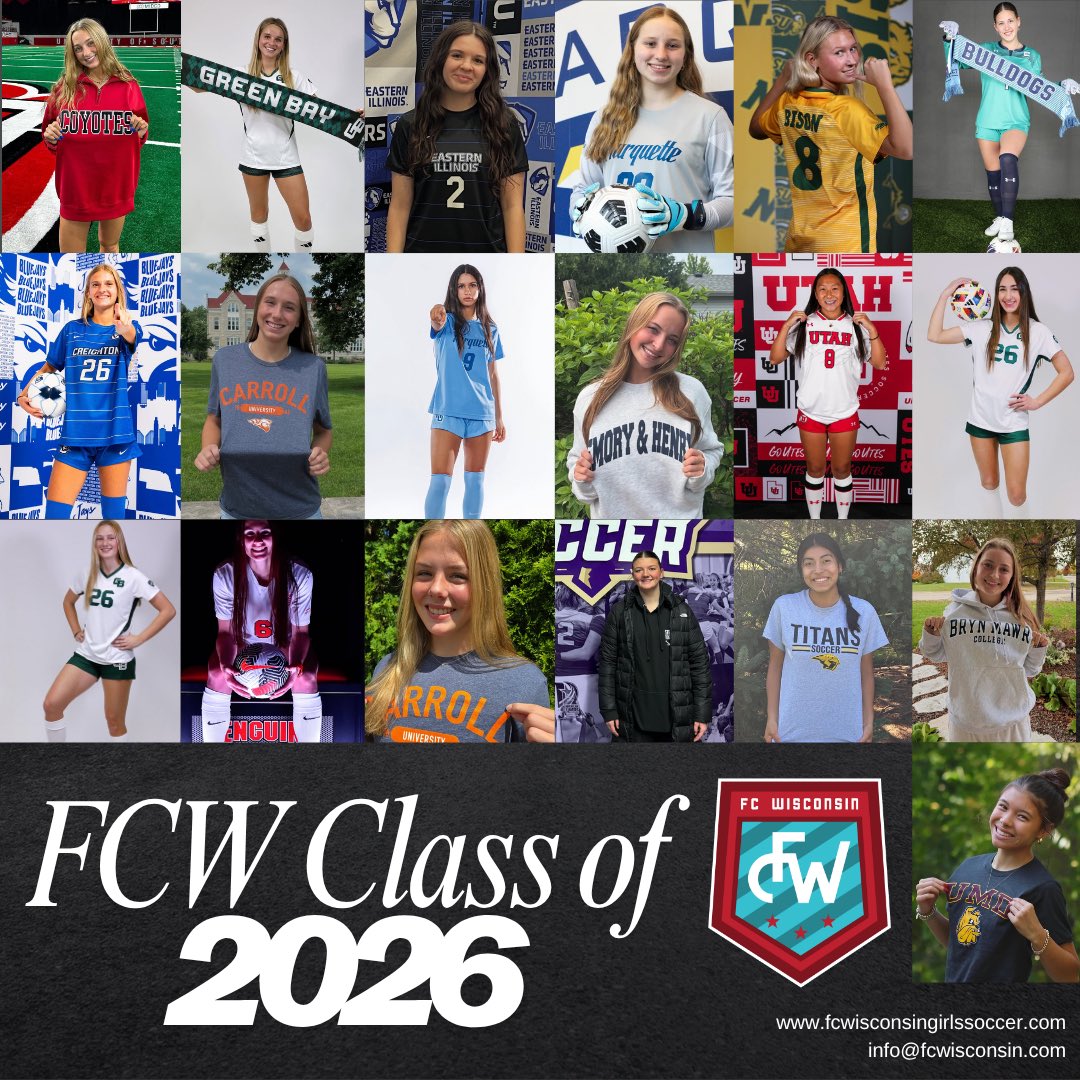 Congrats to the FCW Class of 2026! This is one of the biggest classes in the country, and our largest ever! Congrats to all the ECNL and ECNL RL players moving on to college soccer.