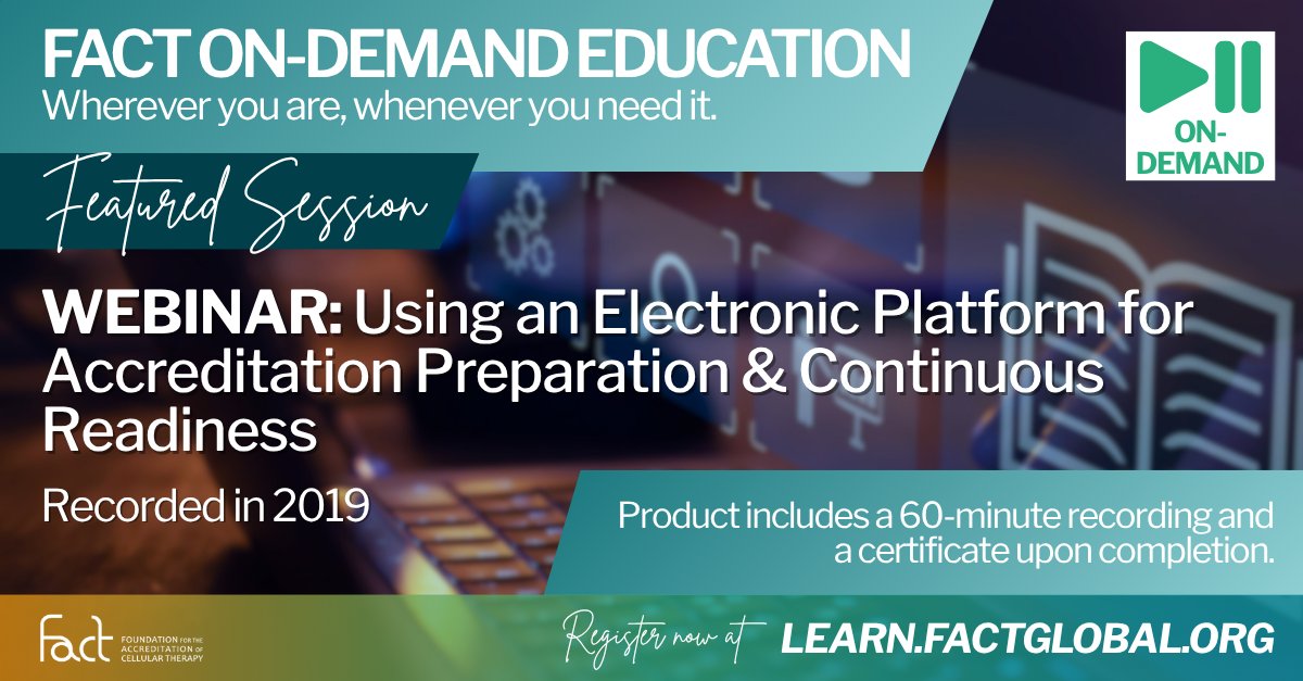 FACTcelltherapy's tweet image. On-Demand Education Spotlight💡Collecting evidence for accreditation can be overwhelming—but it doesn’t have to be! This session shows how to use a OneNote FACT e-binder to organize, share, and present supporting documents efficiently for continuous readiness and inspections.…