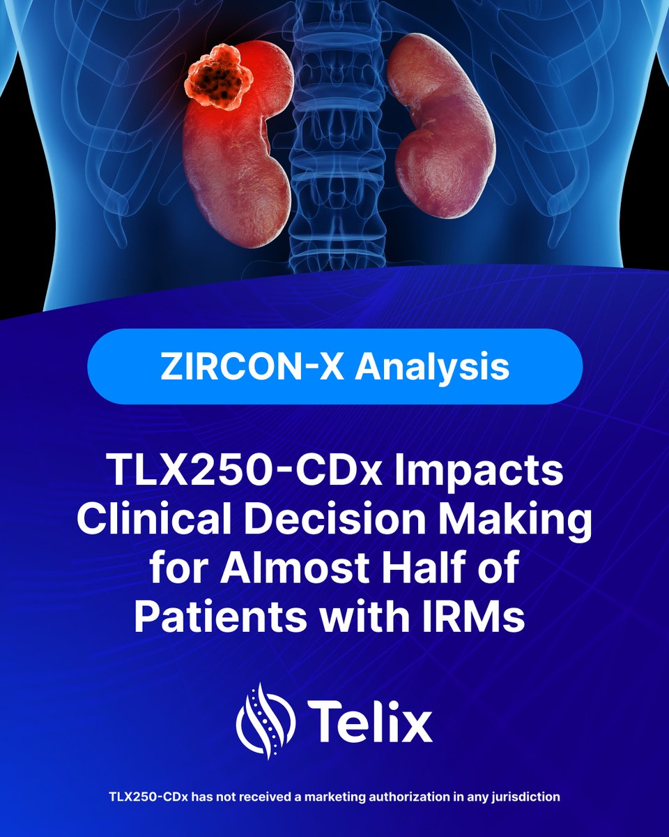 TelixPharma's tweet image. Results from the ZIRCON-X study show that almost half of all patients imaged with Telix’s kidney cancer imaging candidate, TLX250-CDx (Zircaix®), would have undergone a change in clinical management when compared with baseline standard-of-care imaging.

New analysis found that…