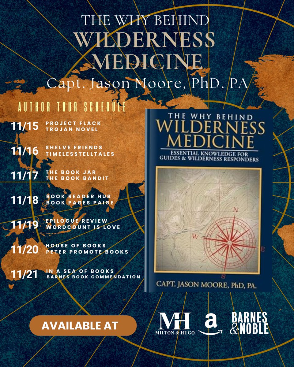 BOOK TOUR ALERT!
The Why Behind Wilderness Medicine: Essential Knowledge for Guides &amp; Wilderness Responders 

BUY THE BOOK AT: tinyurl.com/2vk33ke7

#authortour #jasonmoore #thewhybehindwildernessmedicine #booktour