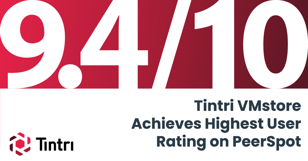Tintri is crushing it on PeerSpot with a 9.4/10 average rating, highest among our peers!
What makes us stand out? Workload-aware, performance-optimized, and built for the cloud-native era to name a few.
Read for yourself how Tintri's changing the game - bit.ly/4papWba