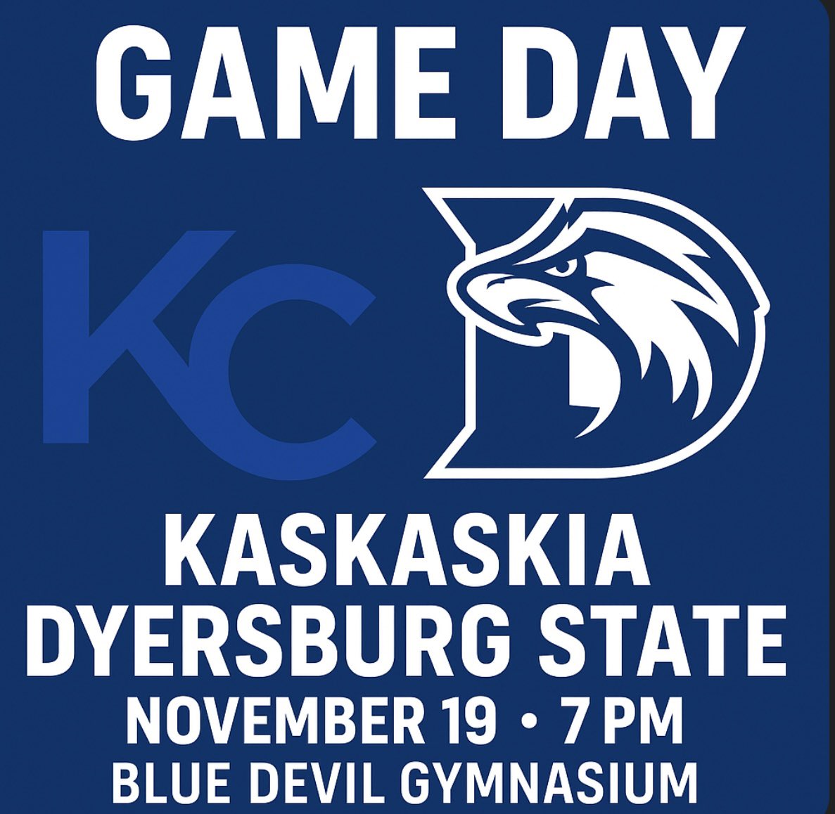 ⚪️GAMEDAY!!⚪️

Blue Devils are back home vs Dyersburg State tonight at 7pm!

📍: Blue Devil Gymnasium, Centralia IL
🎥: fan.hudl.com/_/_/_/organiza…

<a href="/gracsports/">GRACsports</a>