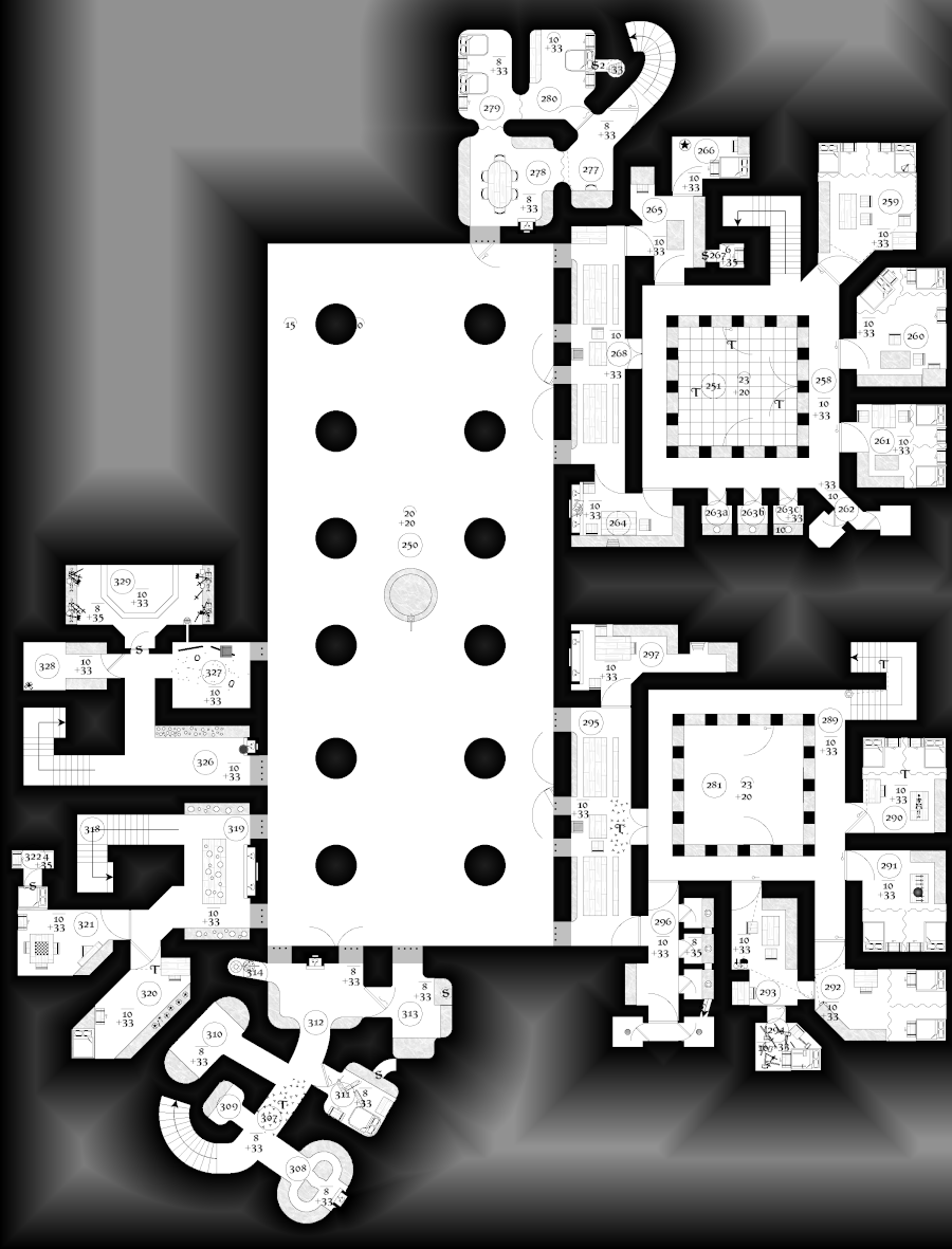 ZathrasAdventur's tweet image. #dungeon25 #Day329 The long hall is split by half of an octagonal pit in the floor. Dwarven corpus surrounded by weapons and armor lay on benches at the hall&apos;s ends. Iron tokens, cloth and broken pottery lay on the floor and a bell hangs on the wall. zathras.wikidot.com/dailydungeon