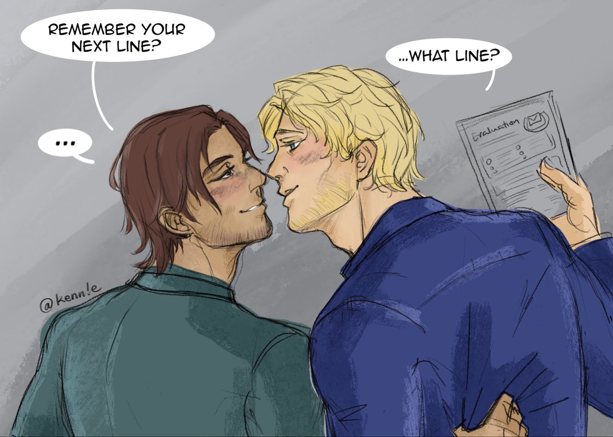 sweetfewshsauce's tweet image. Old wip… #Mouthwashing actor au but it’s just Curly being hella distracted and pissing Jimmy off (aka the real reason the psych eval scene got cut)