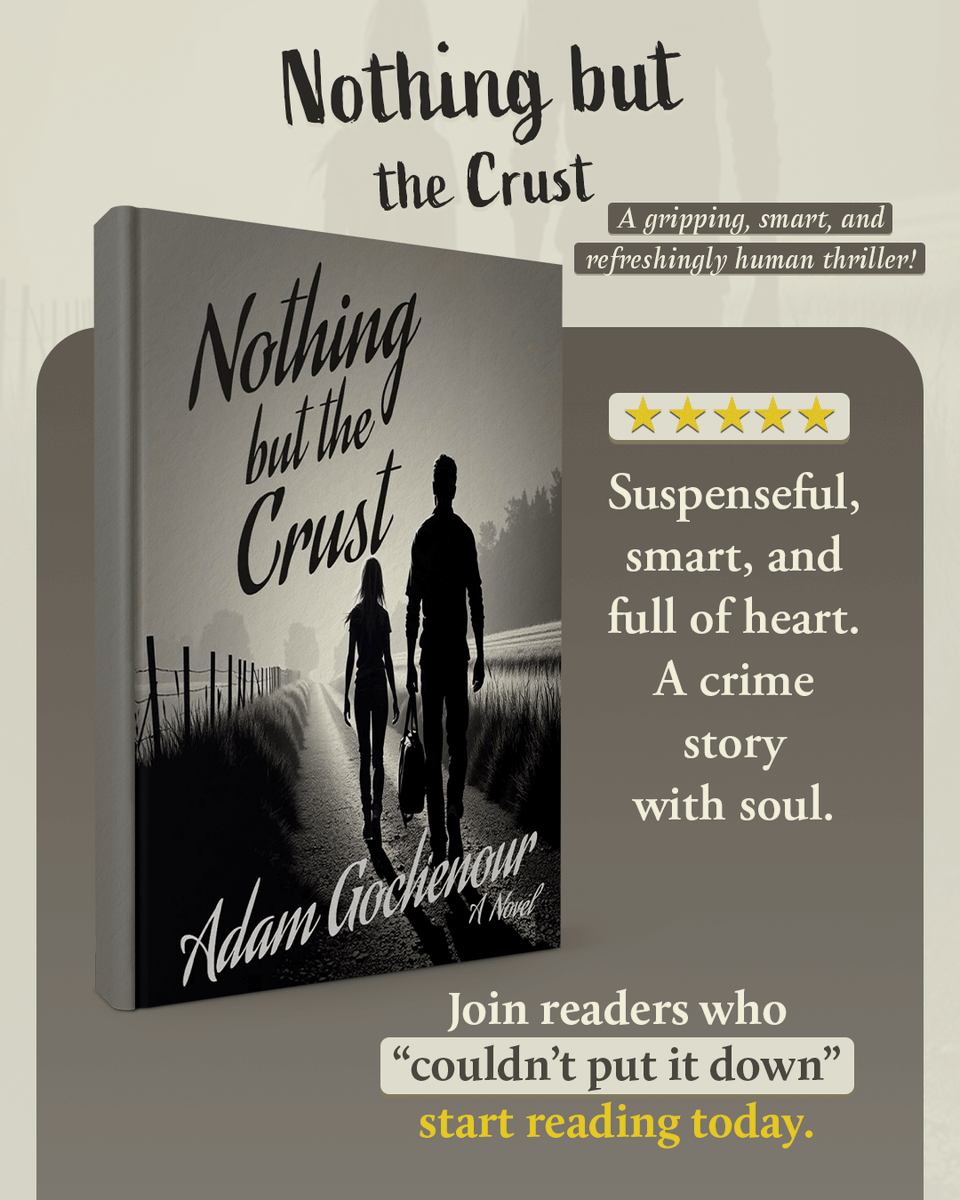WeBlogBooks's tweet image. 5 Stars! Gochenour’s Nothing but the Crust blends suspense, humor, and heart in a gripping story of redemption and resilience. A debut crime novel that refuses to play by the rules. By @AuthorAdamG

Available on - amzn.to/3LLrv0F