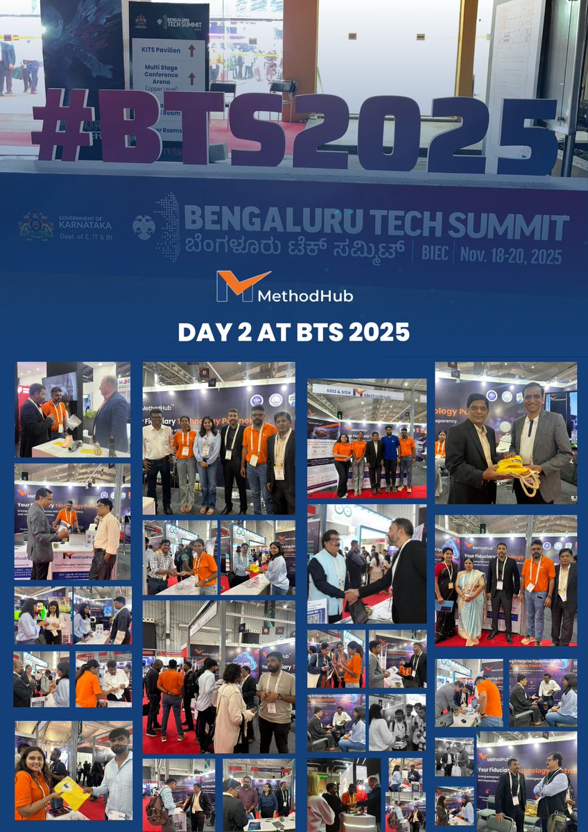MethodhubSoft's tweet image. Day 2 wrapped up on a productive note.

We met amazing teams, explored ideas, and continued great discussions at Booth S102 &amp;amp; S124.

Looking forward to Day 3 and continuing the conversations tomorrow at the #BIEC in Hall 3.
.
#bengalurutechsummit #Bengaluru #BTS2025 #methodhub