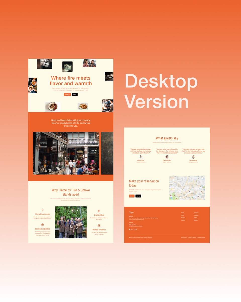 SachinCreates's tweet image. Here’s a fresh web design concept I created for a restaurant.

If you’re a business looking for a modern, clean, and conversion-focused website, feel free to reach out.

#UIDesign #FrontendDev #webdesign