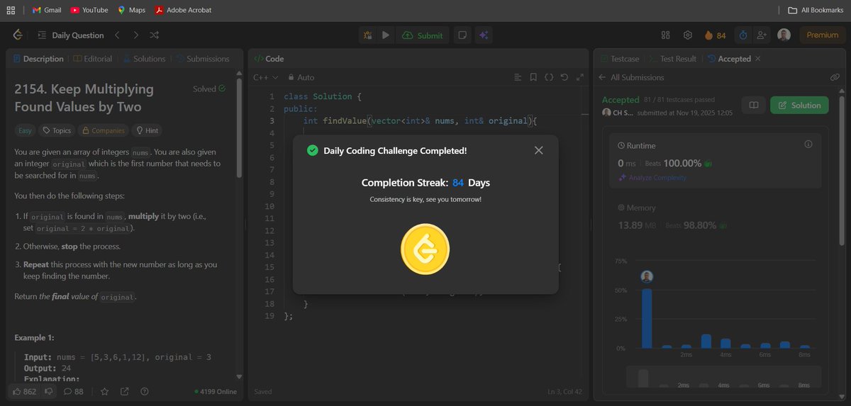 shakish15564's tweet image. Operation 21: Build &amp;amp; Shine✨
Day 2 of Week 21🚀

Today&apos;s Progress✅
- Solved LeetCode #2154
- Submitted consent form for SIH Finals
- Worked on the SIH PS solution
- First day of internship — started adding new features to the app

#InternshipJourney #SIH2025 #CodeWithShakish