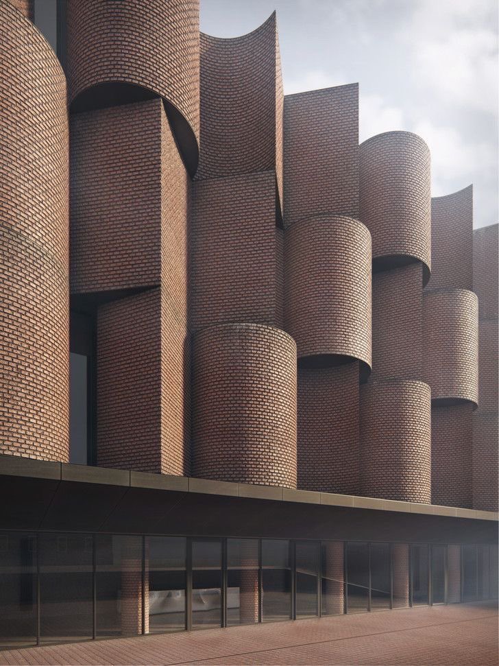 vangeorgh's tweet image. More curved facades made with bricks 🧱 the bricks pattern + the curves make for an interesting visual appearance 🤌🏼